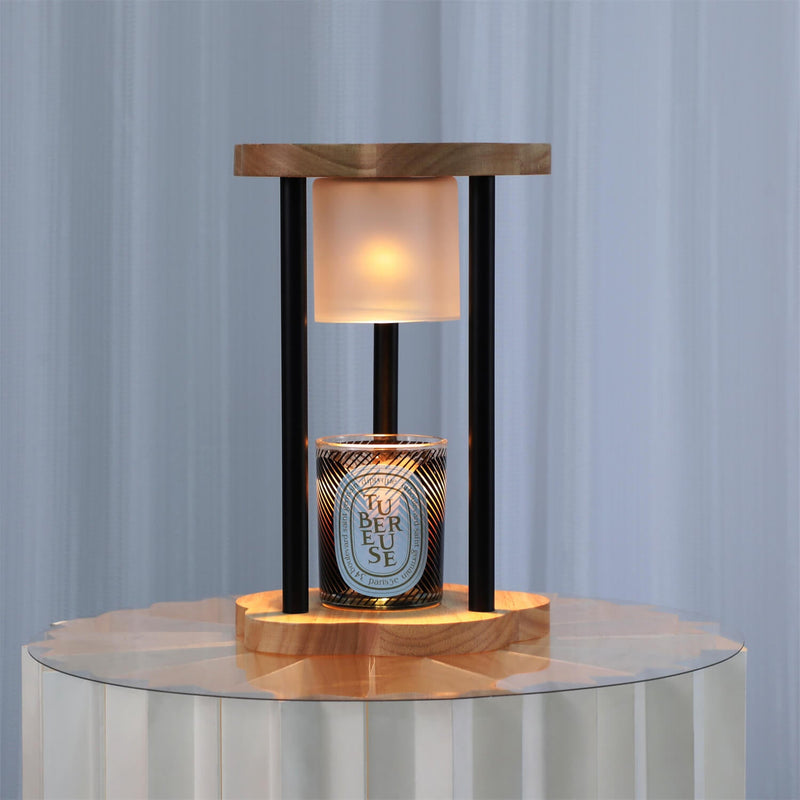 Modern Wood Flower Hollow Column 1-Light Melting Wax Table Lamp