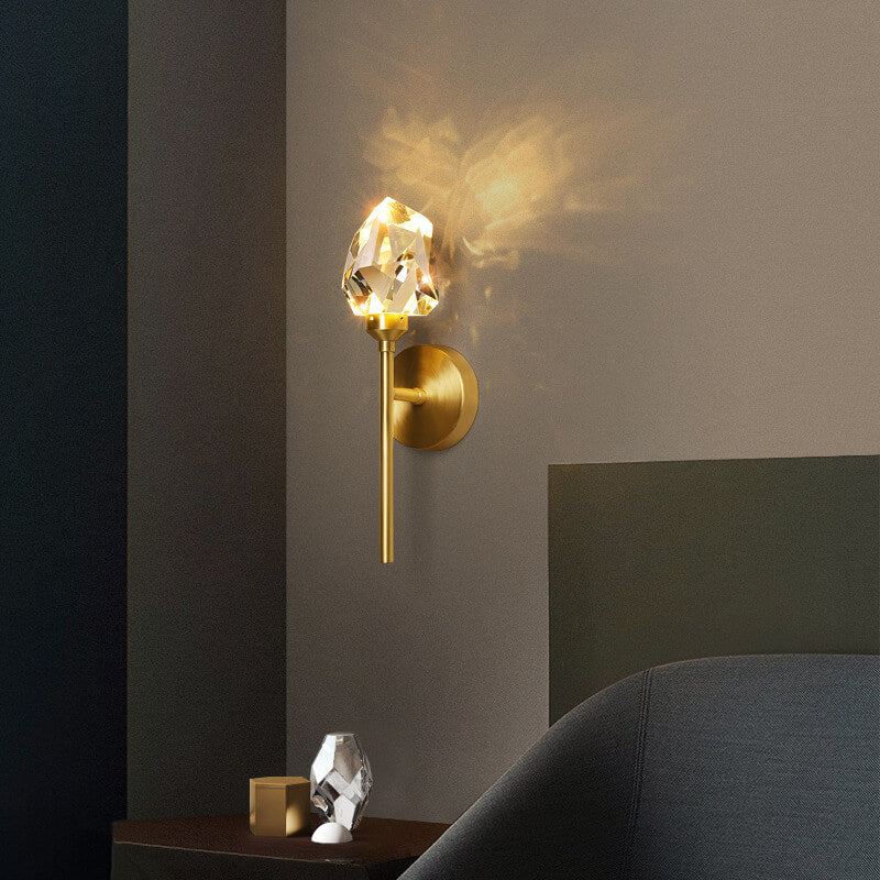 Nordic Creative Vollkupfer Kristall Zepter Design 1/2-Licht LED Wandleuchte Lampe 