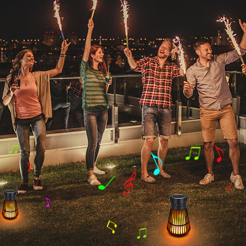 Altavoz Bluetooth LED de lámpara al aire libre con pantalla de lámpara de barra hueca de plástico impermeable 