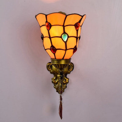 Tiffany Crystal Glass Pendant 1-Light Wall Sconce Lamp