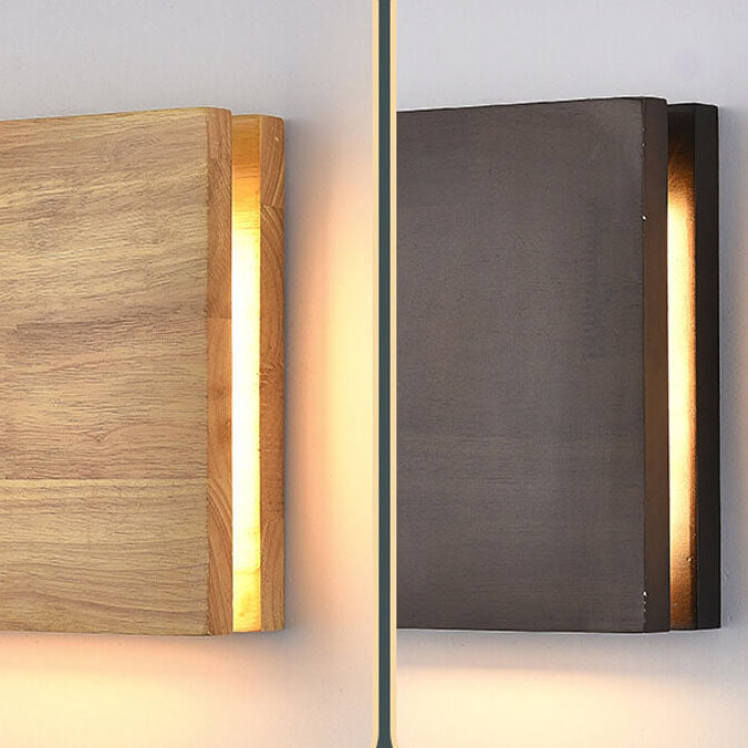 Aplique de pared LED rectangular de madera de tronco Wabi-sabi japonés 