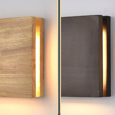 Japanese Wabi-sabi Log Wood Rectangular LED Wall Sconce Lamp