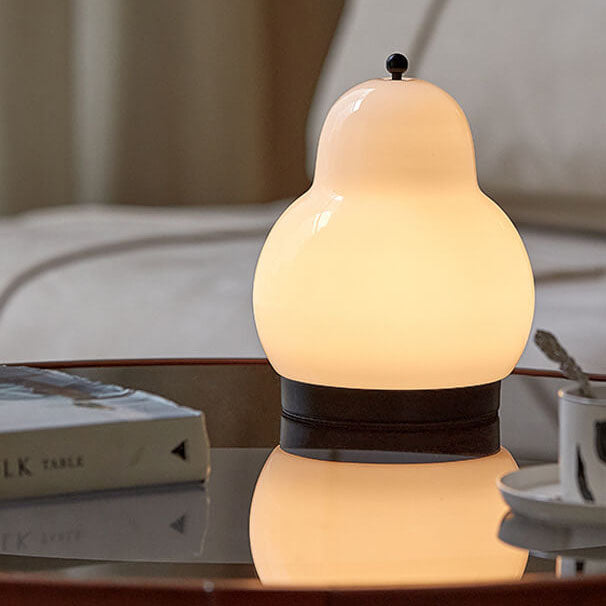 Traditional French Cream Pear Shape LED Rechargeable Touch Table Lamp For Bedroom