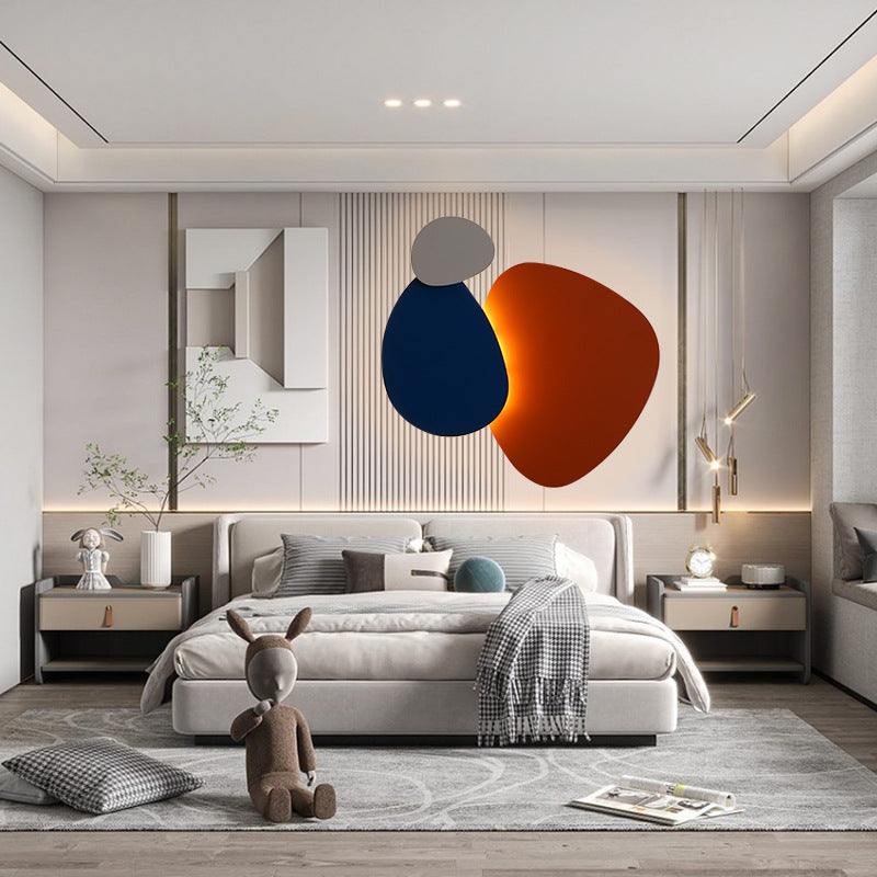 Contemporary Scandinavian Geometric Iron Round Plate Combination LED Wall Sconce Lamp For Bedroom