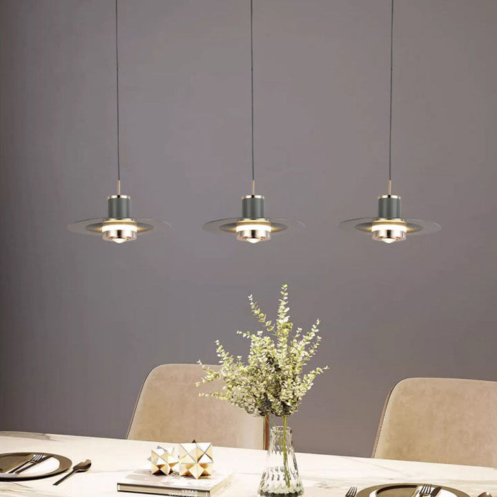 Moderne minimalistische Zylinder fliegende Untertasse Hardware LED Pendelleuchte für Wohnzimmer 