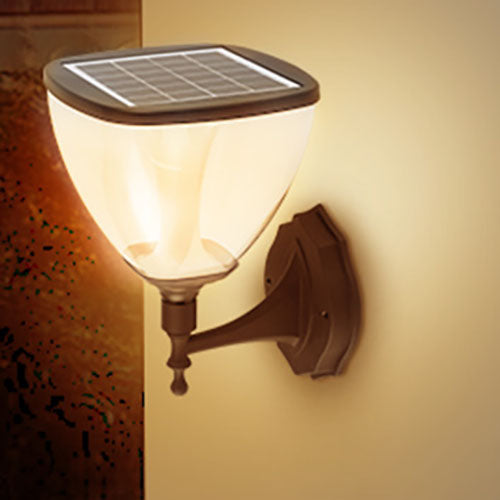 Solar Outdoor Triangle Jar Waterproof LED Patio Wall Sconce Lamp