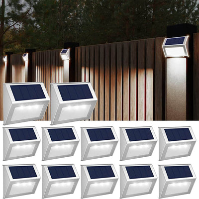 Einfaches Solar-Edelstahl-3-LED-Gartenstufenlicht für den Außenbereich 