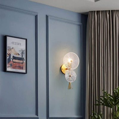 Moderne Luxus Doppelrunde LED-Wandleuchte aus Glas 