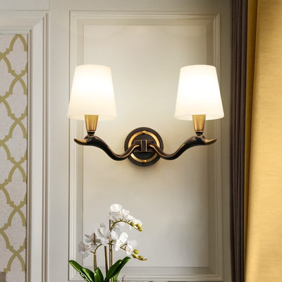 European Luxury Brass Swan Neck Glass 1/2 Light Wall Sconce Lamp