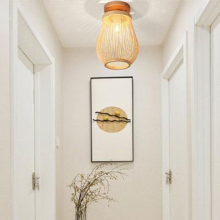 Modern Minimalist Creative Bamboo Weaving Flush Mount Ceiling Lamp