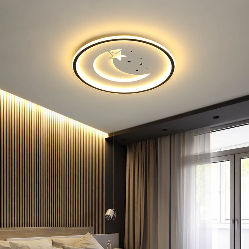 Nordic Minimalist Moon Circle Ring Slim LED Flush Mount Ceiling Light