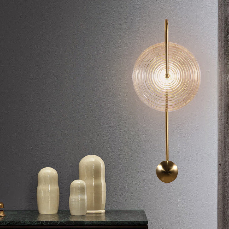 Conception de pendule créative en verre moderne 1-lampe applique murale 