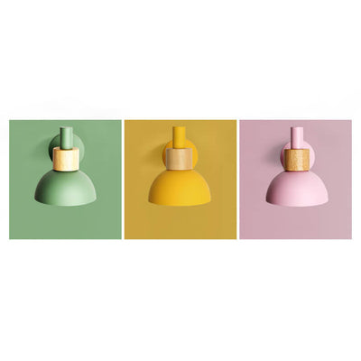 Modern Classic Macaron Solid Color Wood Iron 1-Light Wall Sconce Lamp
