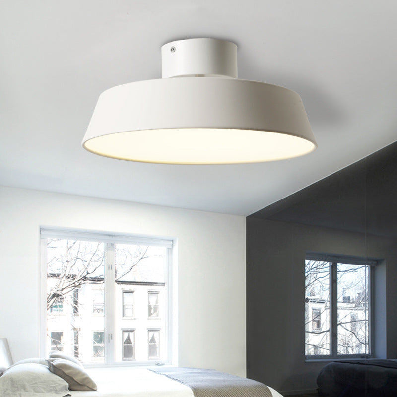 Contemporary Scandinavian Round Pot Iron LED Flush Mount Ceiling Light for Living Room