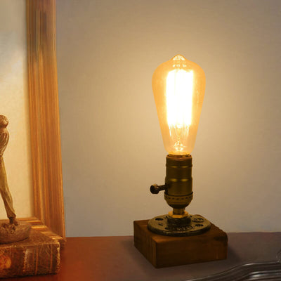 Industrial Vintage Candelabra Iron Pine 1-Light Table Lamp