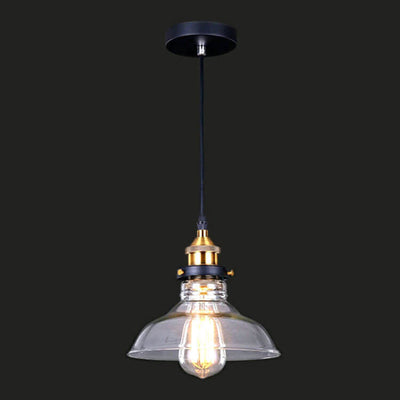 Vintage Gold Antique Brass Clear Barn 1-Light Pendant Light