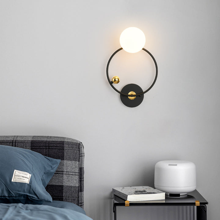 Nordische minimalistische runde Kugeleisen-Glas-Wandleuchte mit 1 Licht 