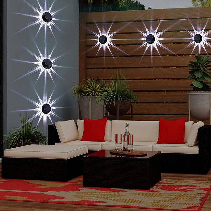 Modern Minimalist Solar Outdoor Petal Round ABS Acrylic LED Garden Fence Wall Sconce Lamp