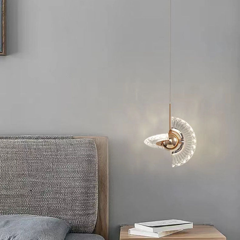 Zeitgenössische Luxus Gold Finish Rahmen Runde Schatten LED Pendelleuchte für Schlafzimmer 