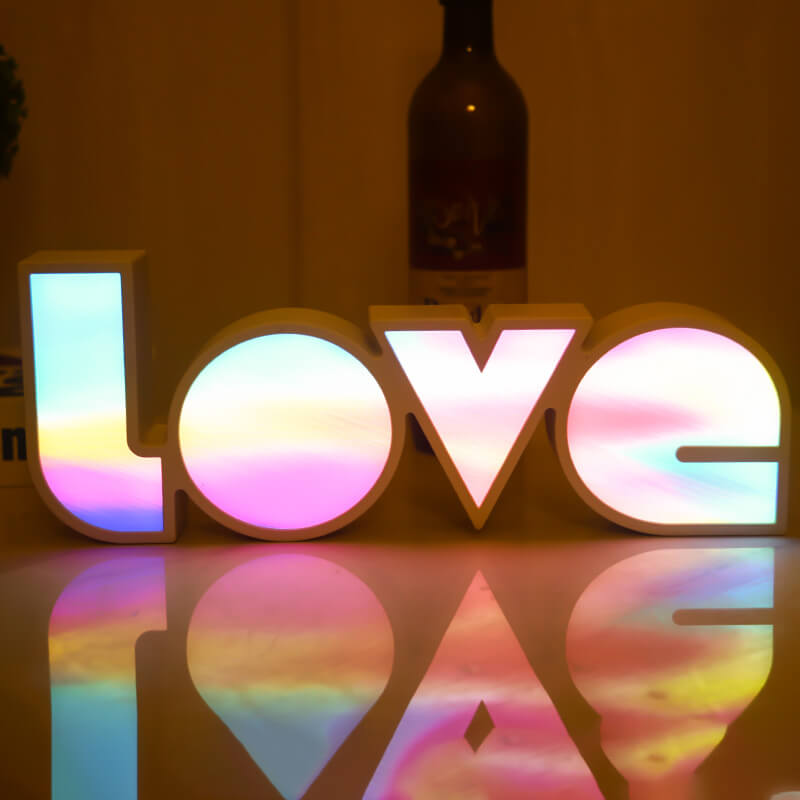 Lámpara de mesa de luz nocturna de decoración LED de cartas de amor creativas para bodas y San Valentín 