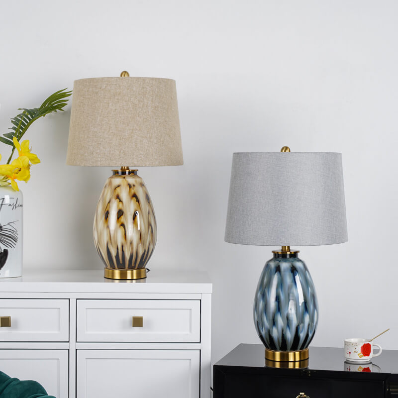 Lampe de table à 1 lumière avec base en céramique motif d&