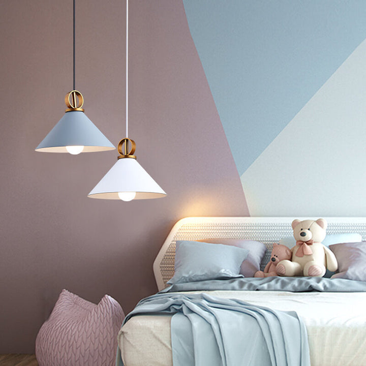 Suspension lumineuse en aluminium couleur macaron moderne à 1 lumière 
