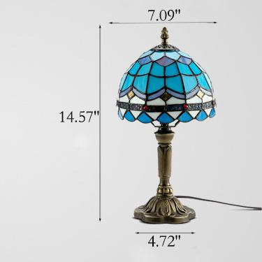 Lampe de Table LED à 1 Lumière en Verre Tiffany Décoratif Européen Champignon Haut 