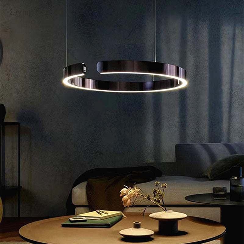 Modern Minimalist Round Stainless Steel LED Pendant Light