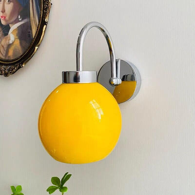 Japanese Simple Round Ball Glass 1-Light Wall Sconce Lamp