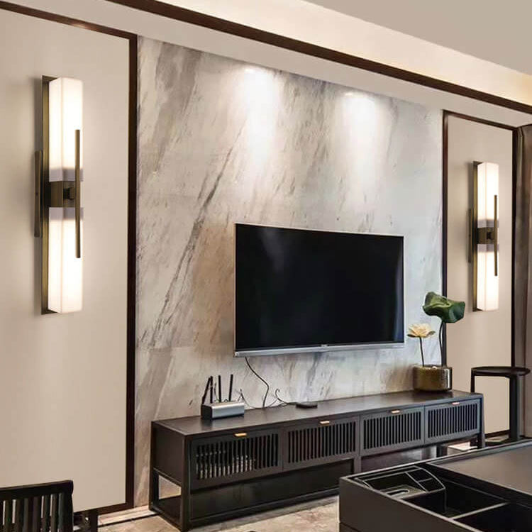 Lámpara de pared LED de acrílico cuboide con marco de hierro forjado retro chino 