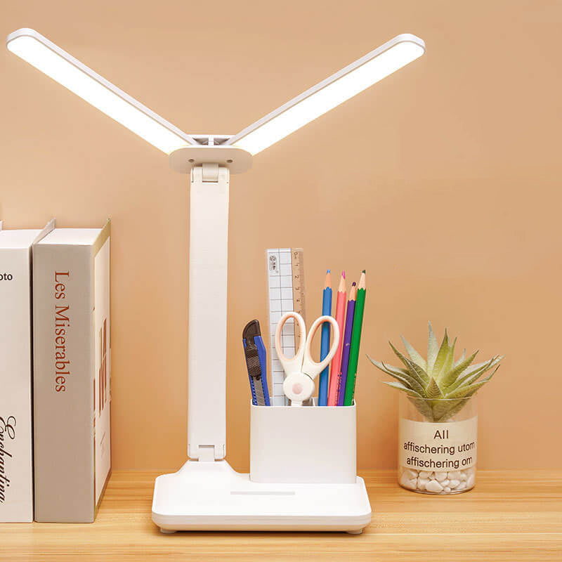 Lampe de Table LED à Double Tête Créative avec Protection des Yeux et Angle Réglable 