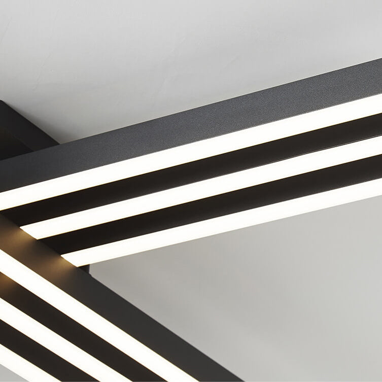 Lumière de plafond LED à montage affleurant en aluminium industriel avec ligne géométrique créative 