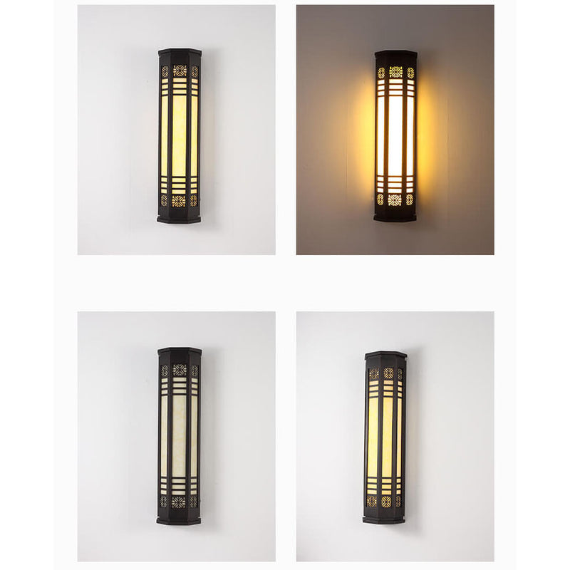 مصباح حائط LED خارجي مقاوم للماء من الفولاذ المقاوم للصدأ الكلاسيكي الحديث بتقليد الرخام 