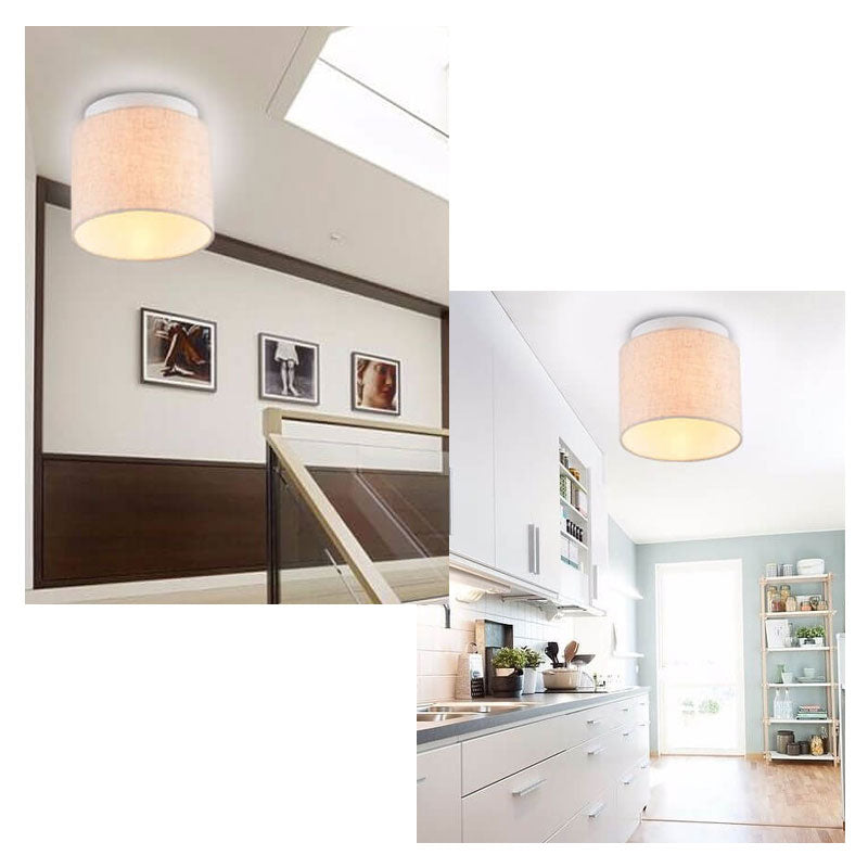 Nordic Simple Fabric Cylindrical Design 1-Light Flush Mount Light