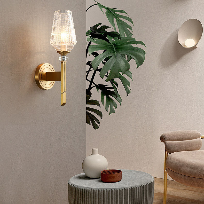 Lámpara de Aplique de Pared de 1/2 Luces de Vidrio y Latón de Lujo Nórdico 