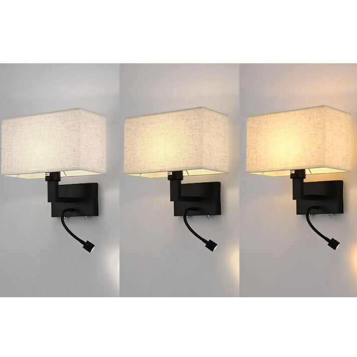 Moderne minimalistische rechteckige Eisenstoff-Wandleuchte mit zwei Lichtern in Uni-Farbe 