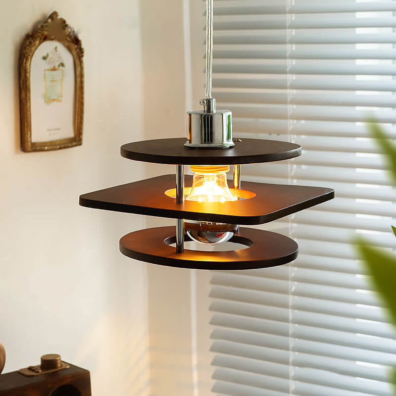 Suspension Luminaire 1 Lumière Couleur Noyer Rétro Nordique 