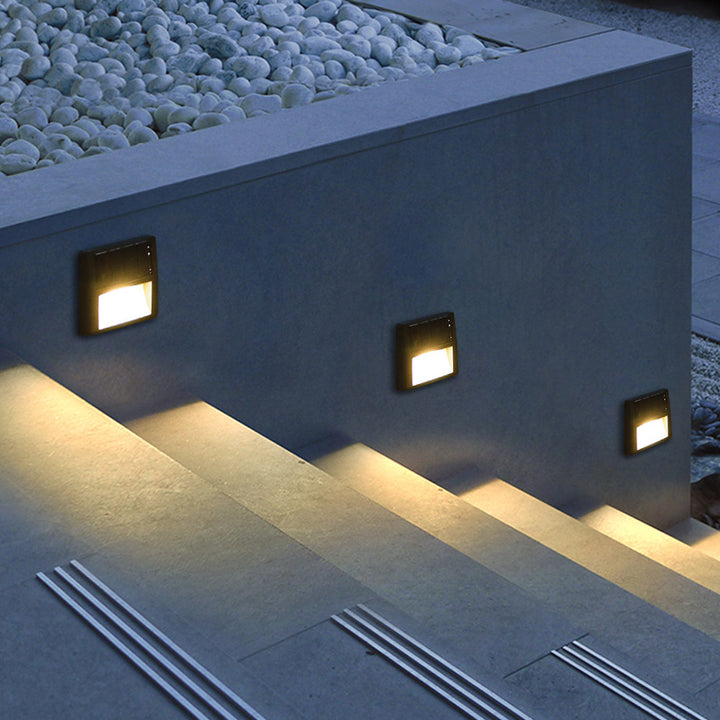 Modern Minimalist Round Square LED Outdoor Solar Waterproof Patio Step Light For Outdoor Patio