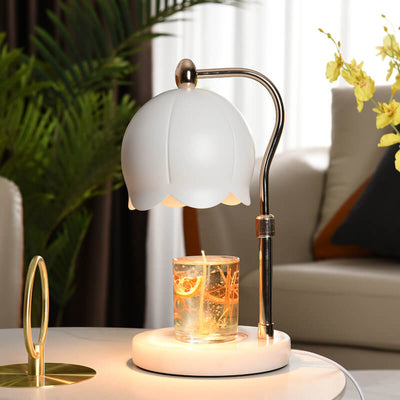 Europäische, minimalistische, anhebbare 2-Licht-Tischlampe aus schmelzendem Wachs aus Marmor