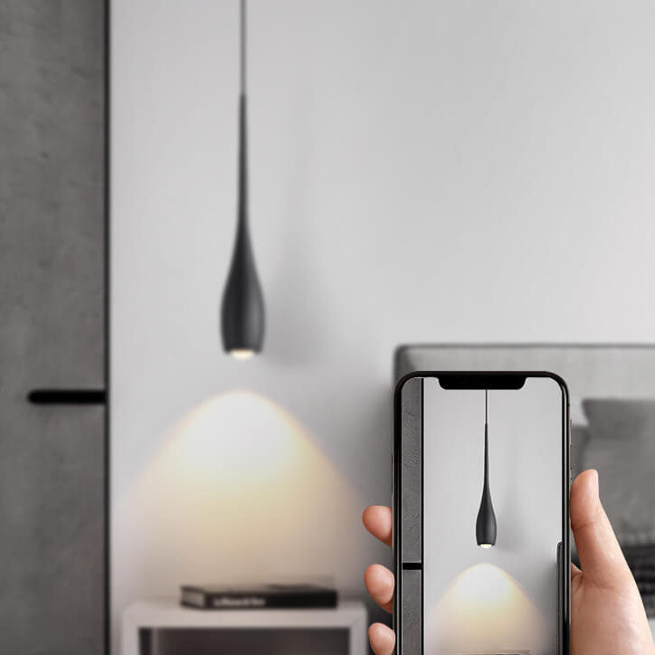 Moderner minimalistischer LED-Pendelleuchter aus Aluminium in Schwarz-Weiß mit einfarbigen Tropfen 