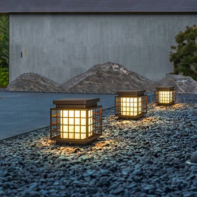 Moderne chinesische quadratische Säule im Freien wasserdichte Terrasse 1-Licht-Landschaftslicht