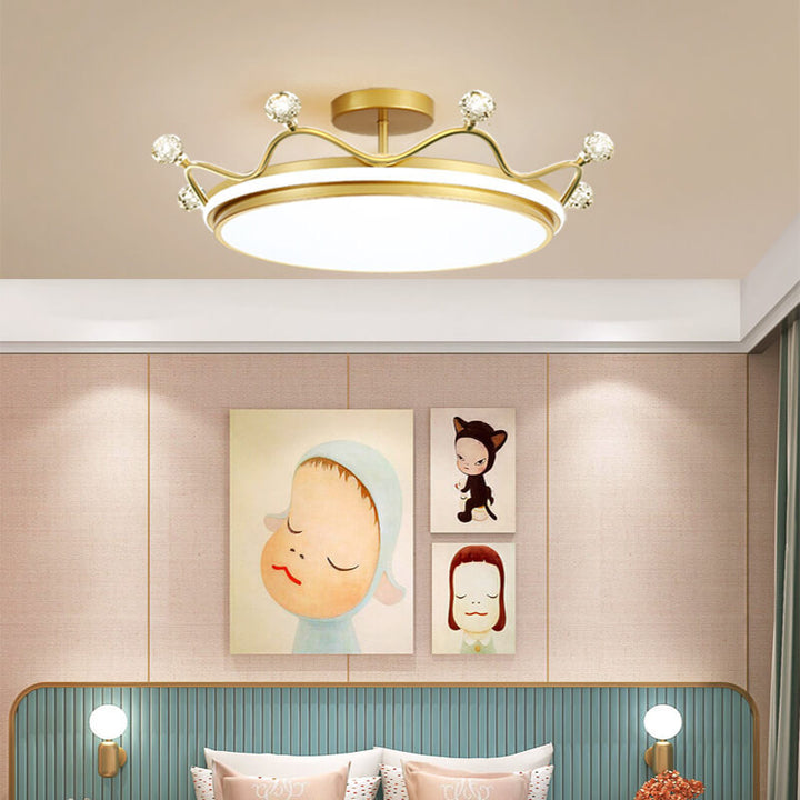 Zeitgenössische kreative Kinder Krone Eisen Acryl LED Deckenleuchte für das Schlafzimmer 