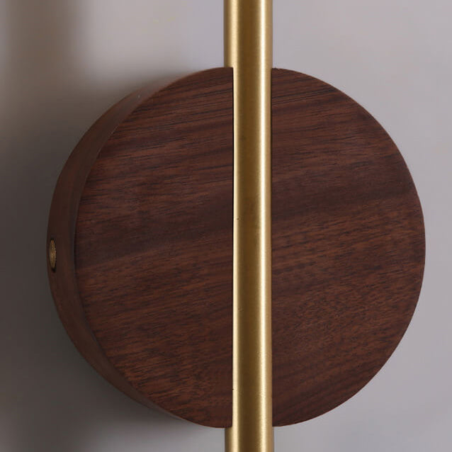 Modern Minimalist Round Iron Rubber Wood LED Wall Sconce Lamp