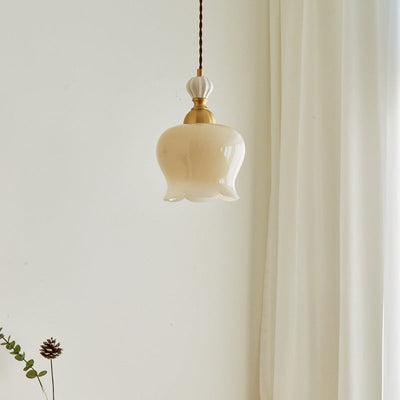 Traditional French Suzuki Copper Ceramic 1-Light Pendant Light For Bedroom