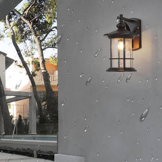 Industrial Vintage Bubble Glass Column 1-Light Outdoor Waterproof Wall Sconce Lamp
