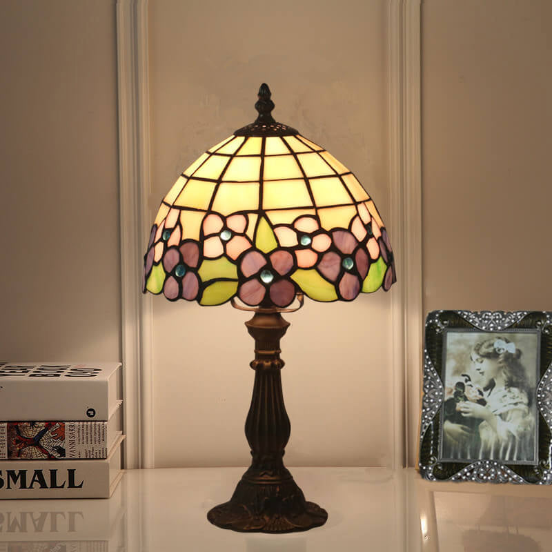 Kreative Retro-Tiffany-Glasschirm-1-Licht-Tischlampe