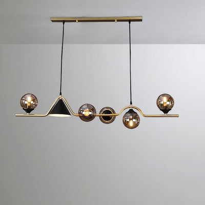 Modern Minimalist Round Ball Glass 6-Light Island Light Chandelier