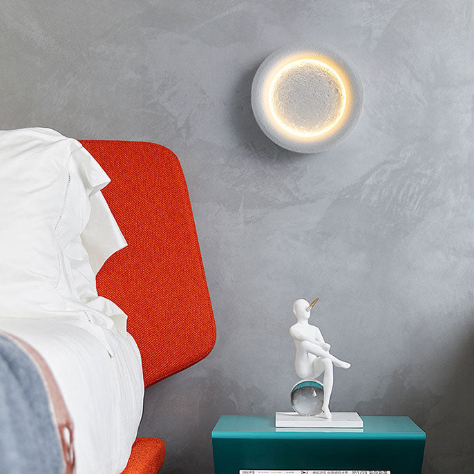 Modern Creative Moon Round Cement LED Wall Sconce Lamp