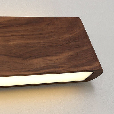 Minimalist Chinese Walnut Rectangular LED Wall Sconce Lamp