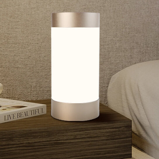 Moderne minimalistische zylindrische Aluminium-Acryl-USB-LED-Tischlampe 